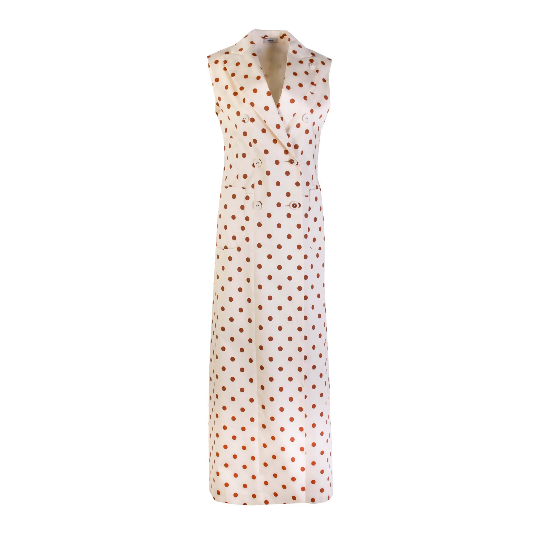 Lardini Polka Dots Sleeveless Long Dress - Fizigo