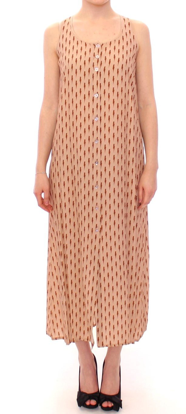 Licia Florio Pink Long Button Front Sleeveless Dress - Fizigo