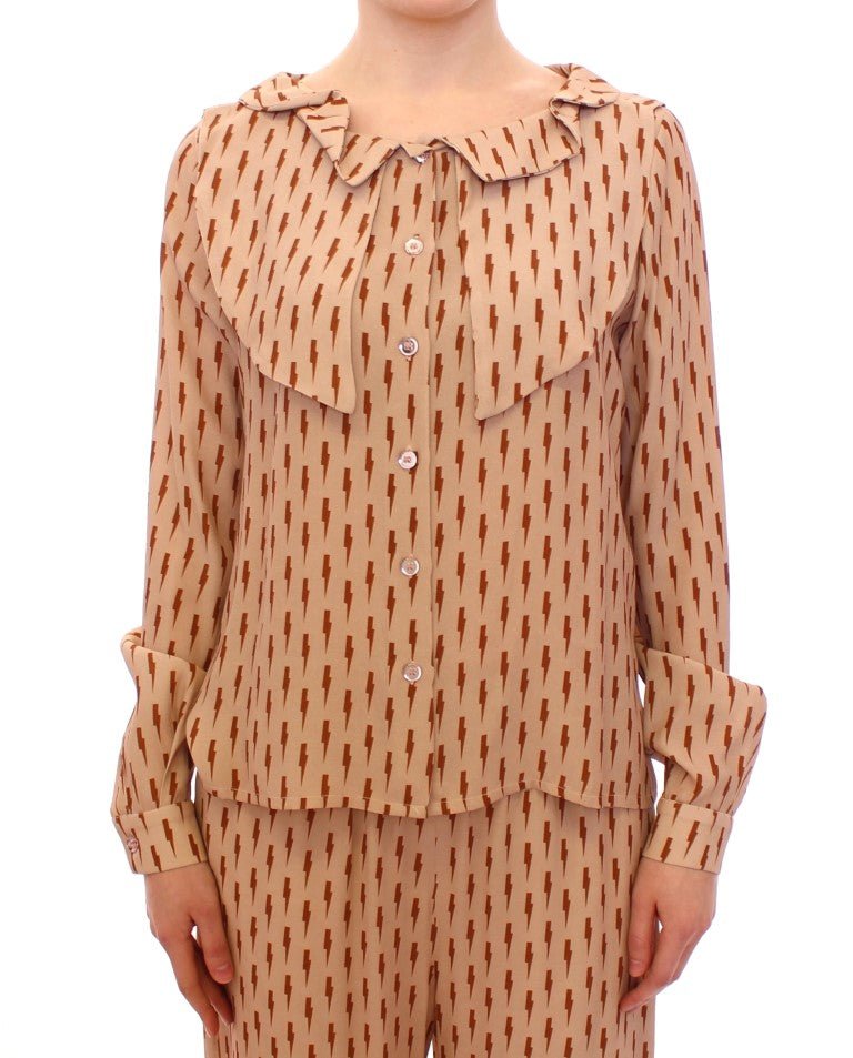 Licia Florio Pink Long Sleeve Button Front Blouse Shirt - Fizigo