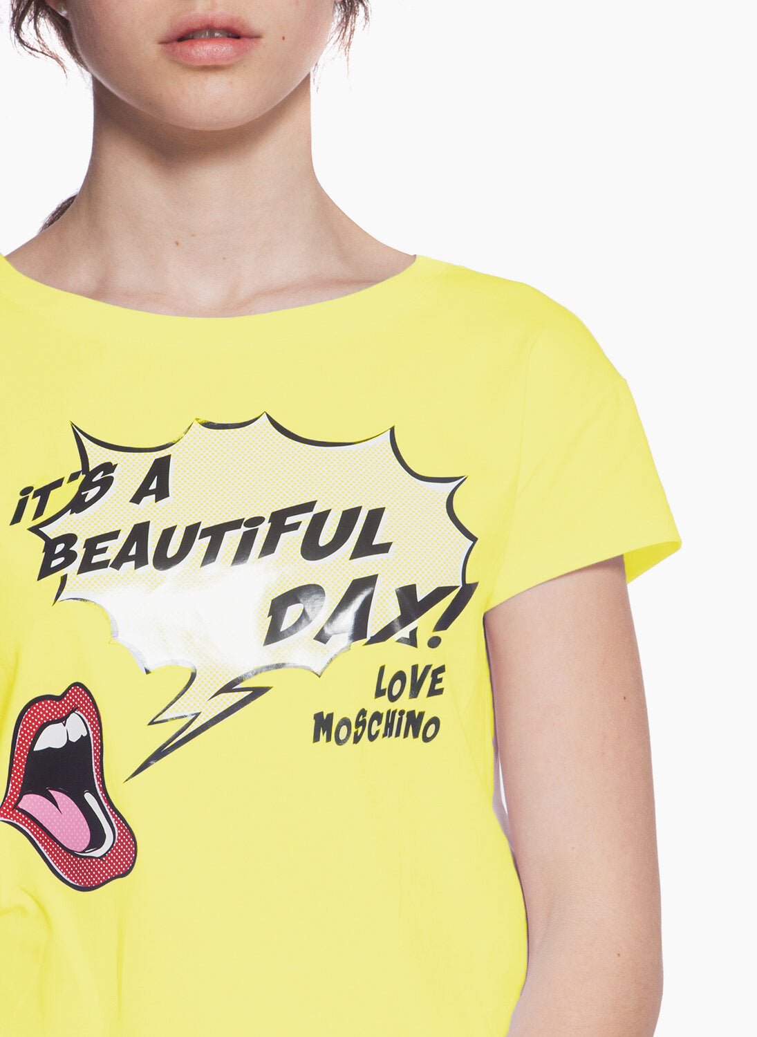 Love Moschino Yellow Cotton Tops & T-Shirt - Fizigo