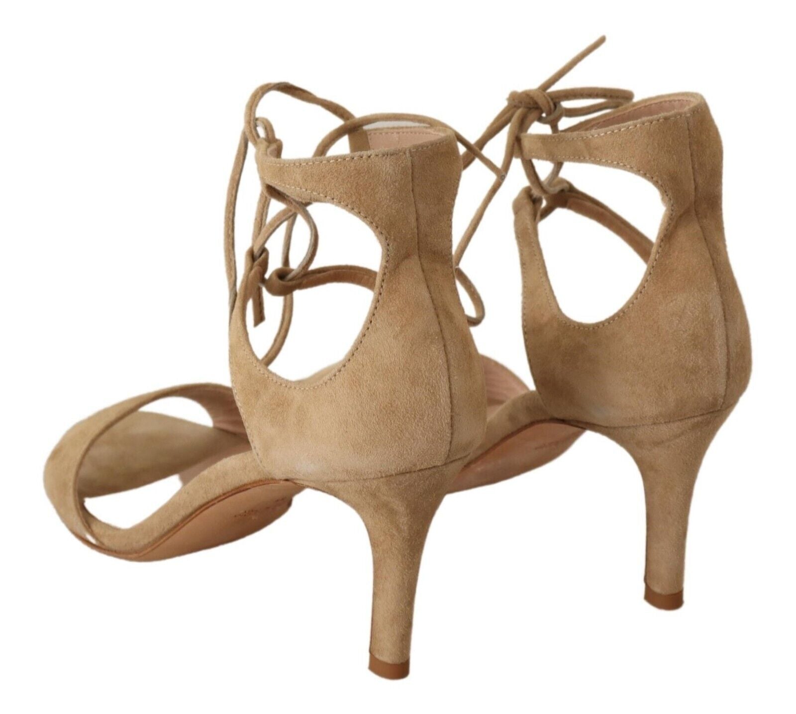 Maria Christina Beige Suede Leather Ankle Strap Pumps Shoes - Fizigo