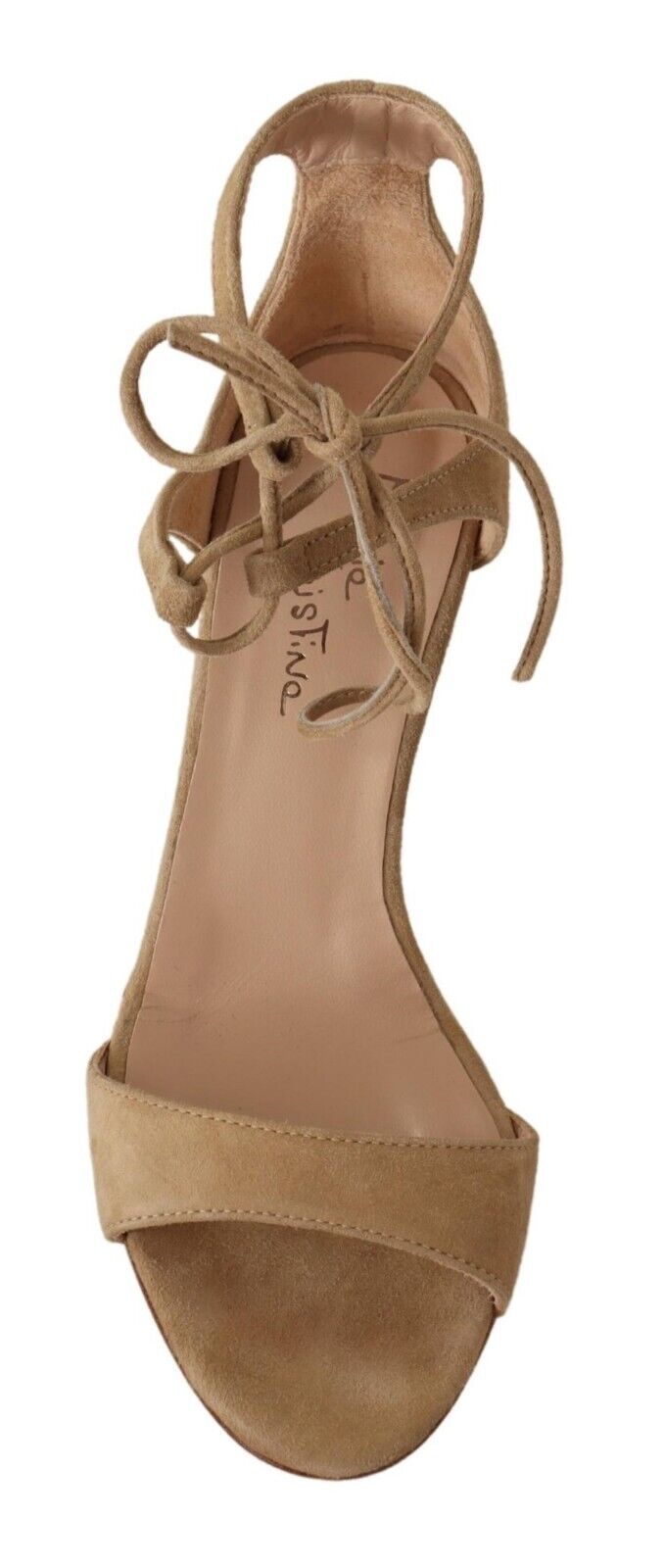 Maria Christina Beige Suede Leather Ankle Strap Pumps Shoes - Fizigo