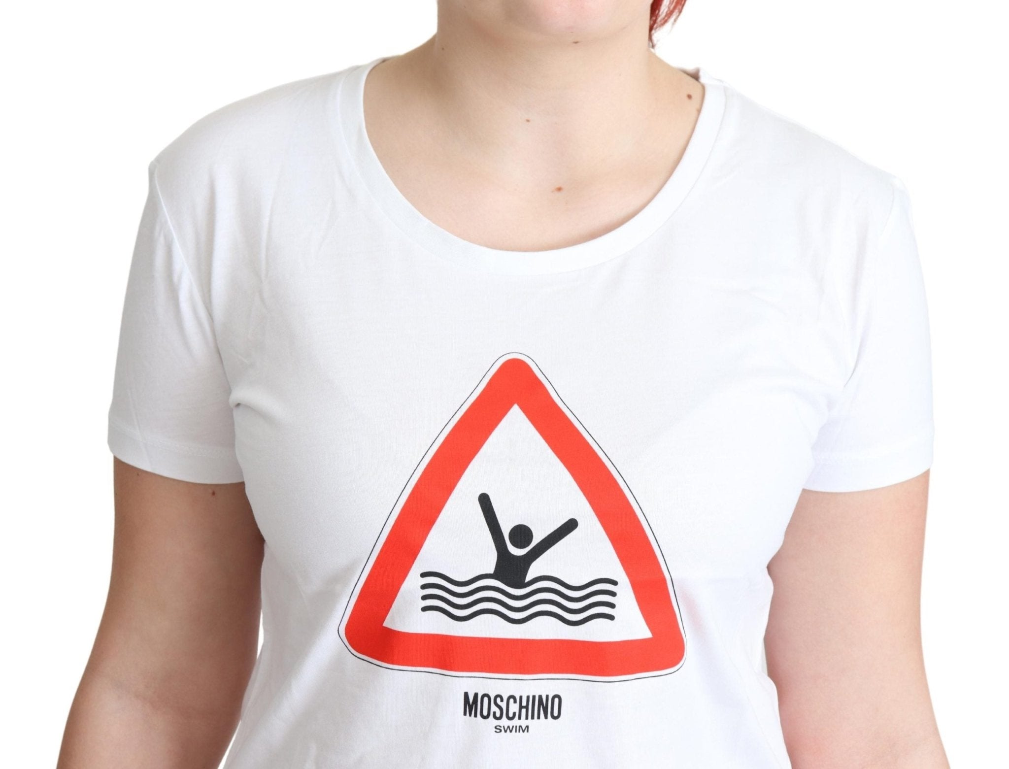 Moschino White Cotton Graphic Triangle Print T-shirt - Fizigo