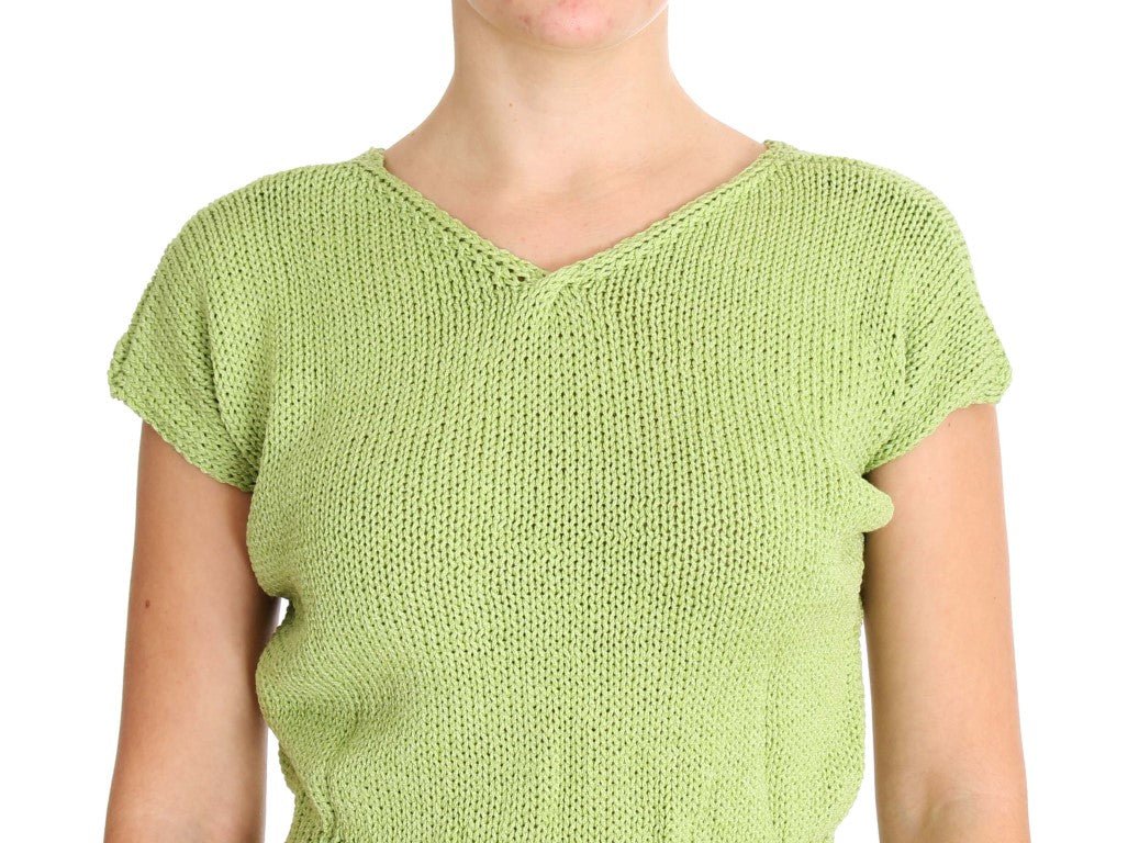 PINK MEMORIES Green Cotton Blend Knitted Sweater - Fizigo