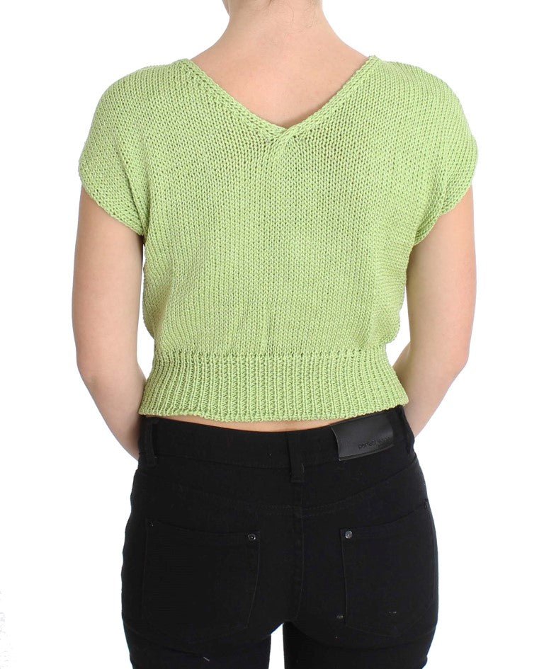 PINK MEMORIES Green Cotton Blend Knitted Sweater - Fizigo