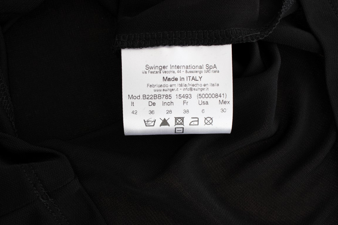 Roccobarocco Black Embellished Jersey Mini Sheath Short Dress - Fizigo