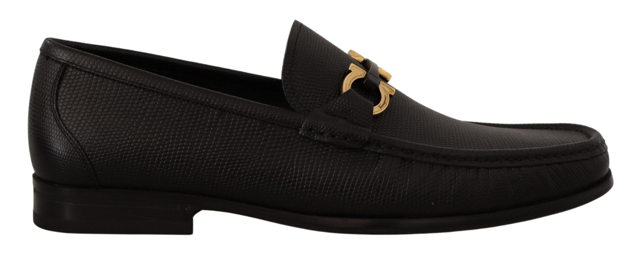 Salvatore Ferragamo Black Calf Leather Moccasins Loafers Shoes - Fizigo