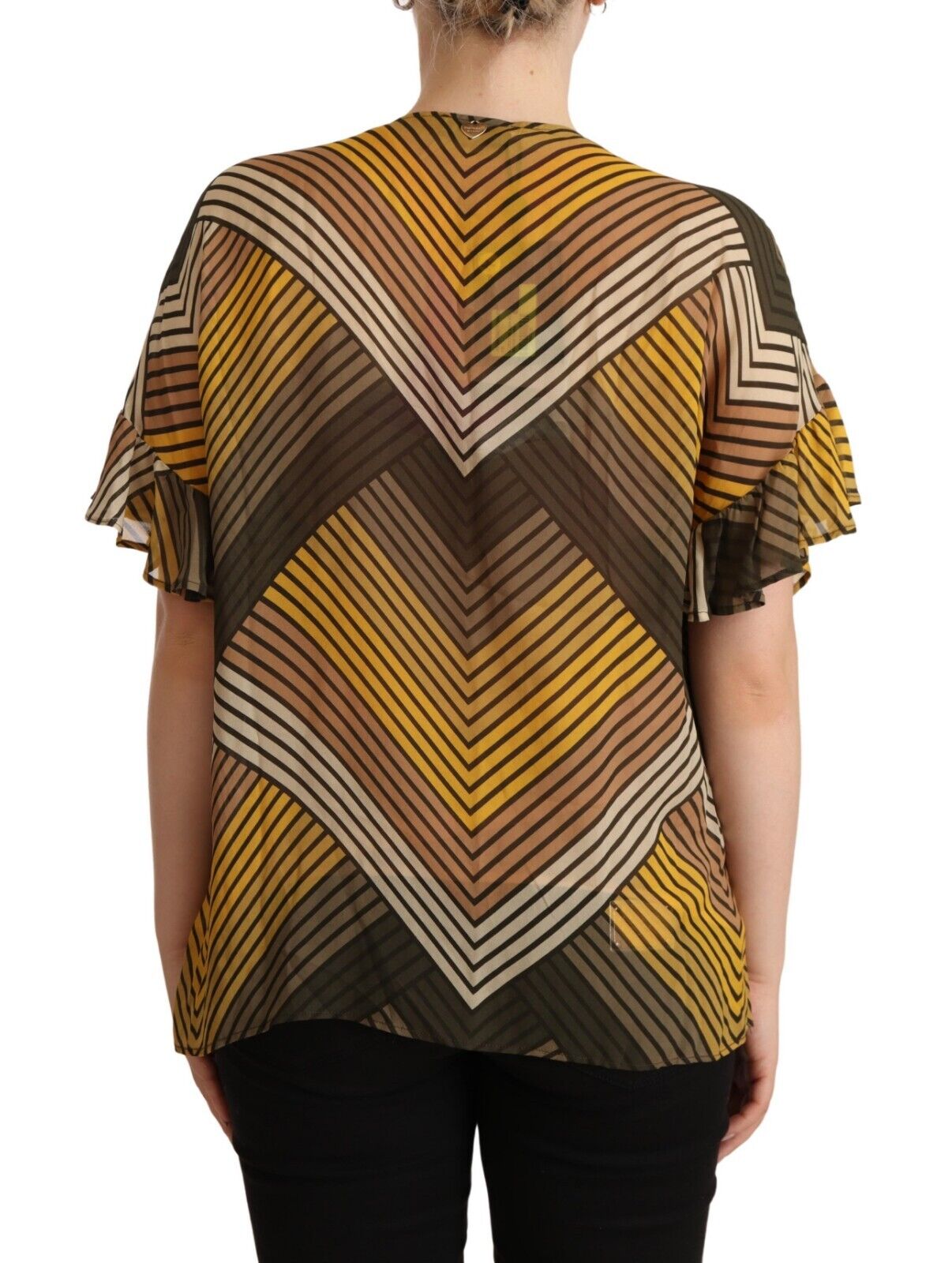 Twinset Multicolor Stripes Short Sleeves Round Neck Top Blouse - Fizigo