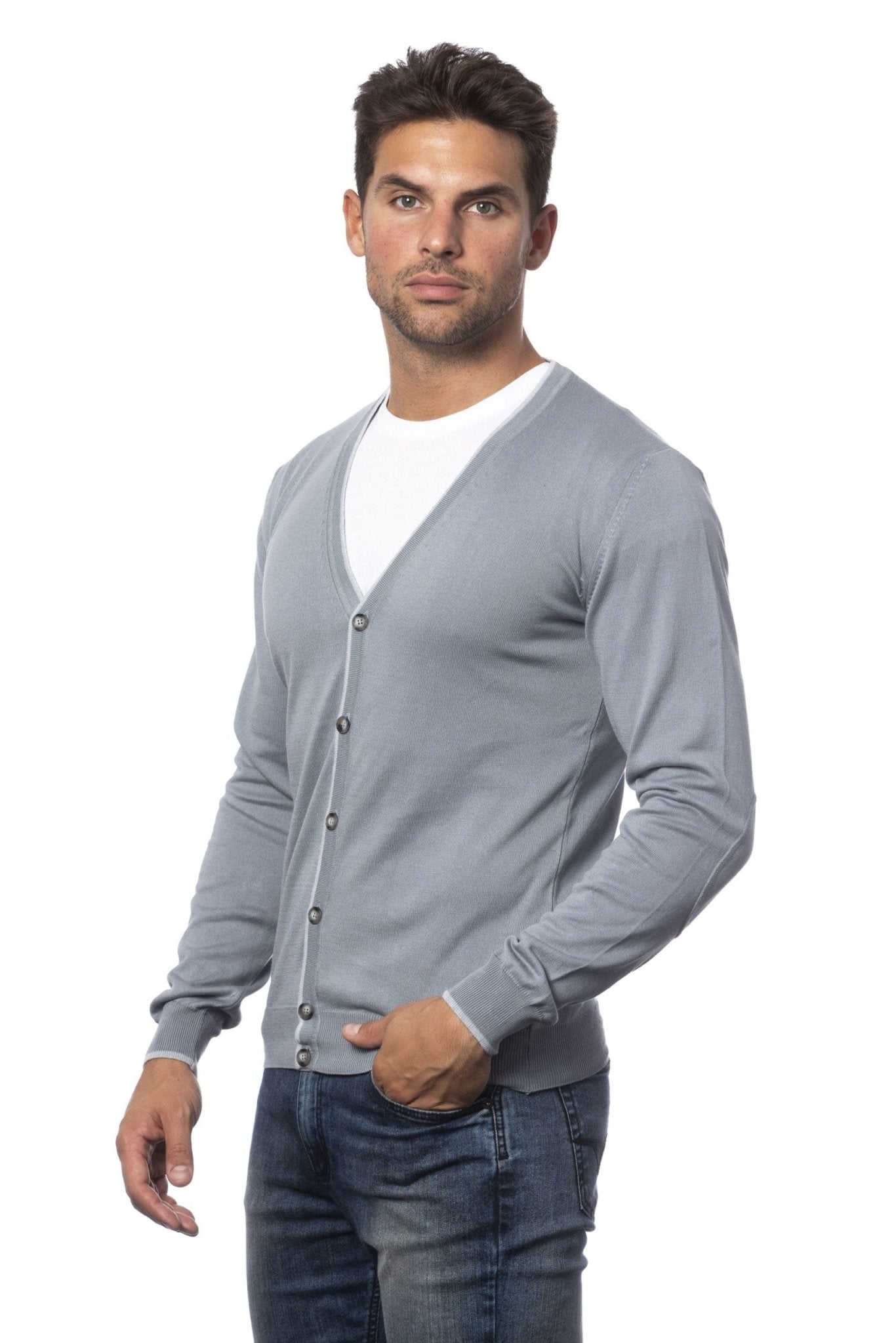 Verri Gray Cotton Cardigan - Fizigo